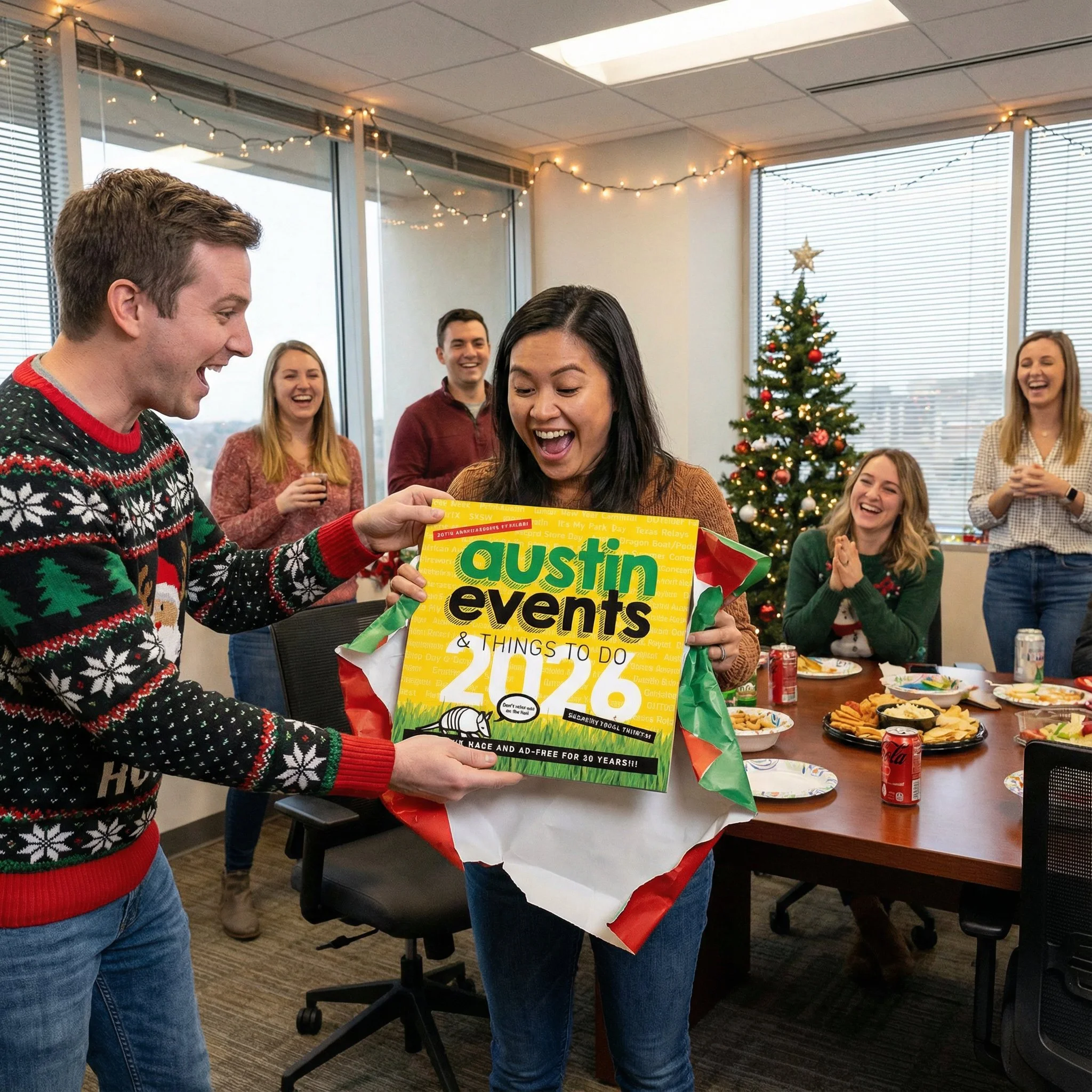 Family enjoying calendar