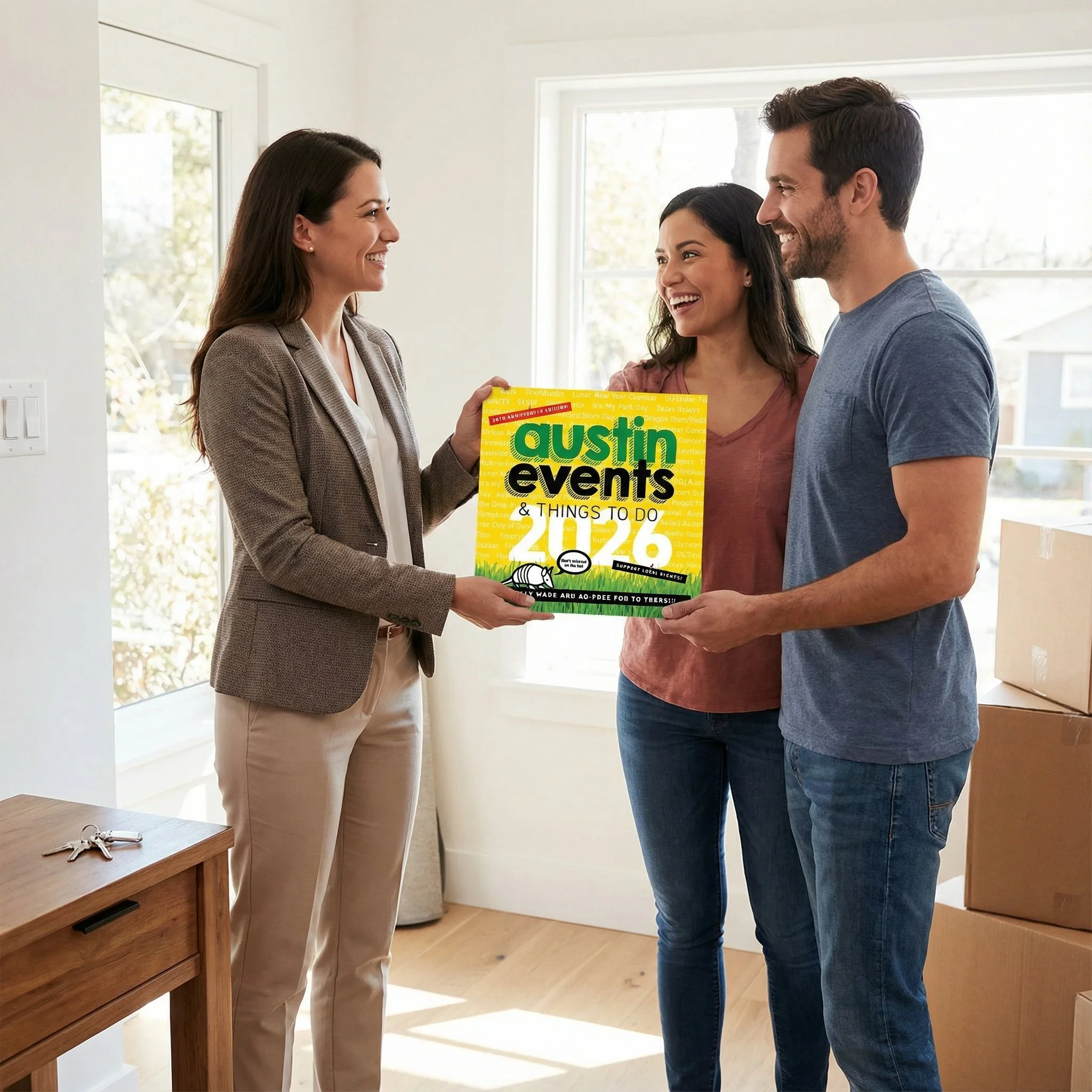 Happy customer with calendar